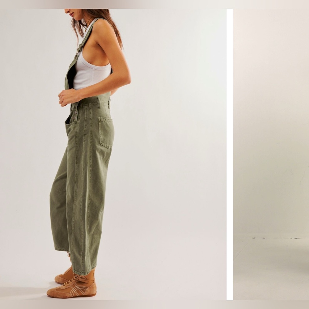 We the Free by Free People Good Luck Barrel Overalls weeping willow color NWOT - Picture 4 of 8